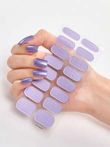 16pcs/Pack Solid Color Nail Stickers, Full Cover Nail Art Decorations