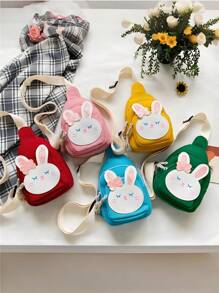 1pc Nylon Zipper Closure Korean Children'S Bag Girls Messenger Bag Fashionable Princess Girl Baby Cute Bunny Chest Bag, Comfortable And Adjustable Shoulder Straps, Versatile And Not Picky, Suitable For Outdoor, Play, Commuting, School Use, A Perfect Gift For Girls - Cartoon Chest Bag - View 1