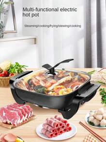 AORAN Electric Frying Pan,12x12 Inch Non-Stick Ceramic Electric Pot With Glass Lid - 1500W Adjustable Temperature Controller, Aluminum Base For Even Heat Distribution, Frying Baking Steaming Boiling, Easy Clean & 110V US Plug, Home Kitchen Essentials ﻿ - US A Type Plug(110-127V) - View 2