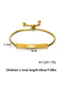 1pc/Customizable Name Plate, ID Bracelet, Baby Gift, Personalized Gift, 18K Gold Plated Elegant Stamp, Suitable For Children, Boys And Girls. Can Customize Baby's Name As A Newborn Gift, Or A Special 1st Birthday Present. Also Can Be A Valentine's Day Gift, Mother's Day Gift, Jewelry, Customized Gift, Graduation Gift, Customized Children's Fashion Jewelry, Comfortable To Wear. - Gold - View 8