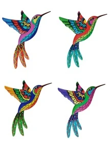 1 件/4 件金属蜂鸟墙饰 3D 鸟墙雕塑彩色户外墙面艺术装饰，适用于露台、花园、庭院、手工栅栏装饰礼物