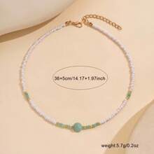 1 Piece Bohemian Style Glass Bead Necklace - Green Gold Color Accented Handmade Beaded Jewelry, Women's Daily Accessory, Versatile All Seasons - 黑與白 - 查看 5