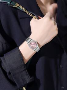 1pc Luxury Women's Quartz Watch, Bezel Decorated With Premium Rhinestones, Stainless Steel Band, Suitable For Daily Commute, Travel And Everyday Wear - one-size - View 10