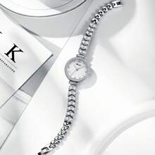 1 Piece Of Ladies' Watch, Fully Diamond-Set, Lightweight Luxury Bracelet Watch, Square And Compact Mermaid Quartz Wristwatch, Suitable For Parties, Gatherings, And Daily Use