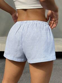 Women's Summer Casual Striped Drawstring Waist Shorts