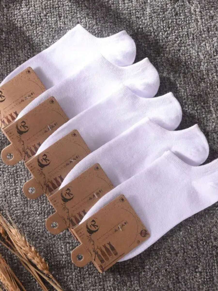 Kit 3 6 12 Pairs Unisex Short Socks Cotton And Polyester 35-40 - 白色 - 查看 1