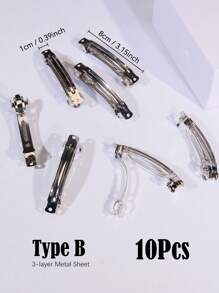 5-100pcs/Pack Regular Simple Metal Snap Hair Clips Claw Clips Hair Claws Hair Barrettes, School Stuff, Hair Accessories, Head Accessories, Hair Accessories For Women - Silver - View 19