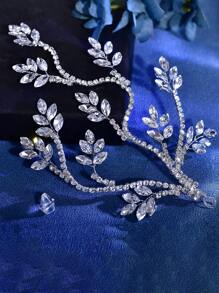 1 Peça Tiara de Noiva de Cabeça com Cristais de Prata Feita à Mão, Cadeia de Diamantes em Forma de Folha, Acessório de Cabeça para Mulheres, Decoração de Chapéu para Casamento e Festa HP798