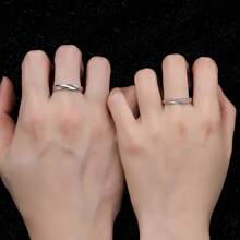 2 Adjustable Sterling Silver Rings Simple Light Luxury Micro-Set Zirconia Couple Rings Valentine's Day Pair Rings Women's Engagement Rings, Commitment Rings, Wedding Eternal Rings, Couple Rings Jewelry Gifts Gifts For Friends