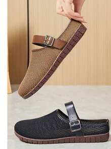 Women's New Retro Soft Sole Sandals, Versatile Casual Breathable Woven Closed Toe Mules Slip-On - Black - View 5