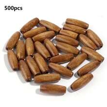 500-100 piezas Cuentas ovaladas de madera natural de 15x7 mm, color marrón coco teñidas, cuentas sueltas espaciadoras para manualidades DIY y elaboración de joyas