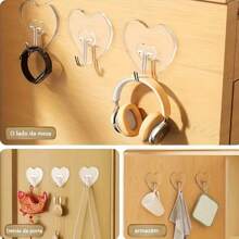 10 Pezzi/20 Pezzi Ganci Extra Large Adesivi Resistenti, Ventose in Plastica Trasparente Senza Foratura Necessaria, Appendini da Parete a Forma di Cuore Rinforzati, Adatti per Cucina e Bagno, Facili da Installare, Stile Casual, Ganci Pratici