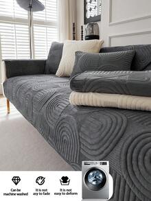 1 buah Bantal Komputer Berbulu Pendek dengan Bordir, Cocok untuk Semua Musim, Sarung Sofa Anti Gores dan Anti Selip, Pelindung Sofa Anti Hewan Peliharaan untuk Sofa Bentuk L dan Sofa 1/2/3/4 Dudukan (Dijual Satuan) - Dark Grey - View 8