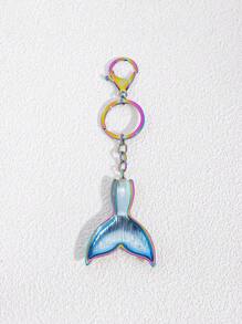 1pc Dreamy Rainbow Mermaid Tail Keychain, Fashionable & Unique Personalized Keyring With Ocean Style - Multicolor - View 5