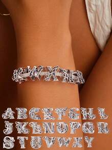 1 pieza de Letra de vid con cuentas de 26 caracteres a la moda como colgante de pulsera y brazalete para mujeres, para hacer joyas DIY, regalo de aniversario de joyería fina para damas