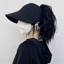1Pc Breathable Women's Sun Hat With Wide Brim, UV Protection, Open-Top Peaked Visor For Ponytails - Multicolor - View 4