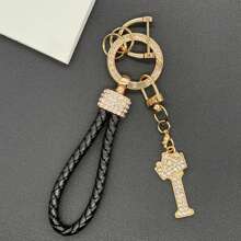 1pc Premium Braided Leather Keychain With Shiny Gold 26 Letter Charms Pendant - , Fashionable And Multifunctional Women Keychain - Various Colors, Perfect Accessory For Car Owners, Stylish Gift Idea - Multicolor - View 20