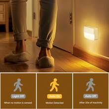 8 Pack Motion Sensor Stair Light For Indoor, Battery Operated Closet Lights, Wireless Stick On Anywhere Hallway Lamp, 40 Lumen 3000K Portable Led Night Lamps For Bedroom Under Cabinet Kitchen - 暖白色 - 查看 6