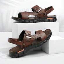 CAMEL CROWN Men's Sandals, Summer Cowhide Two-Way Non-Slip Soft-Soled Genuine Leather Casual Business Sandals - Brown - View 2