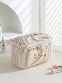 3er Set Kordsamt Make-up Taschen, bestickte Kosmetiktasche, Reise-Kulturtasche, Make-up Organizer, Reise-Kulturtasche, süße Make-up Tasche für Frauen und Mädchen, reisefreundlicher Organizer für Werkzeuge und Zubehör