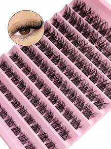 Rikuaild 100片D型卷翘纤细单根假睫毛，DIY蓬松交叉簇状假睫毛，浓密自然柔软假睫毛，睫毛簇，单根假睫毛，睫毛，假睫毛 - D - 查看 2