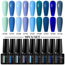 MEET ACROSS 9 Stücke/Set 7ml Gel Nagellack Set mit Herbstglanz-Finish, semipermanenter glitzernder Pailletten-Nagellack-Set, UV-Lack zum Aufweichen für Maniküre und Nageldesign