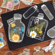 1 st. 20 st. Willekeurige 5 stijlen handgemaakte geperste droge bloemen blad transparante bladwijzers, creatieve lente in een fles bladwijzers