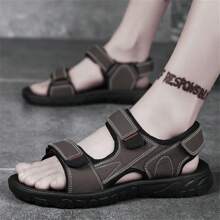 Men's Sport Sandals, Adjustable Hook-Loop Closure, Suitable For Outdoor Sports, Wear-Resistant Sole - Brown - View 3