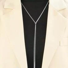 1 pieza Collar largo en Y, de acero inoxidable chapado en oro de 18 quilates, ajustable, incoloro, collar de suéter con cordón simple, personalizado, hueso de serpiente plano, collares de mujer, collares de oro, de alta gama, de moda, collares de hueso de serpiente con borla, adecuado para uso diario, vacaciones, citas, regalos, Ramadán, Día de la Madre, Día del Padre, Eid al-Adha, Navidad, Halloween, San Valentín, Año Nuevo