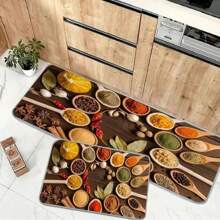 1 Piece, 100% Polyester Fiber Knitted Spice And Chili Kitchen Mat, Machine Washed, Non Slip, Lightweight, Fade Resistant, Low Plush, Farmhouse Style Home Decoration, Laundry Room, Sink Floor Comfort Mat, Adding Spices To Your Kitchen