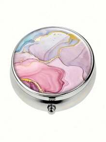 1pc Marble Patterned Pill Box With 3 Compartments, Mini Pill Case, Wallet Pill Holder, Travel Portable Pocket Pill Box - Unique Gift - Multicolor - View 5