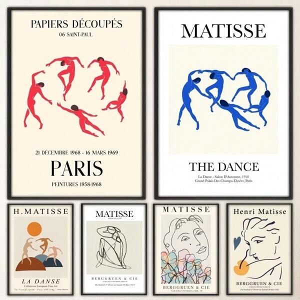 1pc /3PCSWall Arts Posters Vintage Henri Matisse Poster Exquisite Suitable For Living Room Bar Retro Decoration Painting Middle Frameless/Framed Canvas Art ,Wall Art With Frame