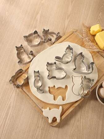 9/5 件套猫形饼干模具、糕点模具、饼干模具、烘焙工具、厨房配件