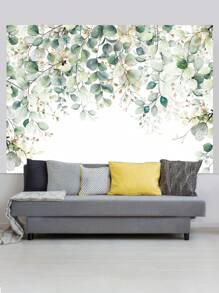 1 Stück Wandfotohintergrund mit grünen Eukalyptusblättern, Aquarell Frühling Natur Party Banner 150 * 100 cm / 210 * 150 cm / 270 * 180 cm, für Innen- und Außenbereich, Baby-Dusche, Geburtstag, Hochzeit Fotohintergrund