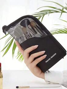 2/1pc Clear PVC Waterproof Zipper Travel Makeup Brush Holder, Portable Makeup Brush Bag, Professional Cosmetic Bag, Foldable Vanity Bag For Wedding Bridesmaid Gift, Mom Gift, Birthday Gift, Friend & Teacher Gift, Home Decor, Bathroom, Bedroom Organizer, Jewelry, Lip Gloss, Nail Polish Storage Bag, Makeup Bag, Desk Organiser, Cosmetic Bag, Makeup Pouch, Vanity Accessories, Make Up Pouch, Make Up Bags, Jewellery Box, Pouch, Makeup Brush Holder, Brush Holder, Perfume Organiser, Pouch Bag, Gifts For Women, Christmas Gifts, Gift Ideas For Women