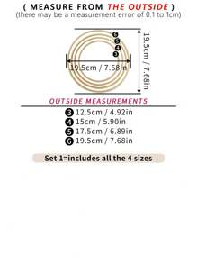 4pcs Beige Dreamcatcher Bamboo Rings, Decorative Hoops For Outdoor Lawn, Wedding, Wall, Bedroom Decor, Wind Chimes, Woven Hangings, Christmas, Halloween And DIY Embroidery Hoop