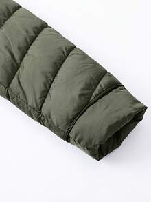 Giolshon Women's Puffer Jacket With Fluffy Hooded Collar, Down Coat For Autumn/Winter - Green - View 6