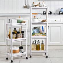 1 pieza Estantería de almacenamiento rectangular para la cocina, carrito rodante independiente, estantería organizadora para el baño, estantería de varios niveles para almacenar artículos de tocador y aperitivos