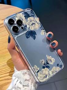 1pc Creative Minimalist Floral Pattern Phone Case Compatible With IPhone 16 Pro Max, 11/12/13/14 Plus, XR/7/8 Plus, 15 Pro Max Waterproof Shockproof Anti-Fall Scratch Resistant - Clear - View 2