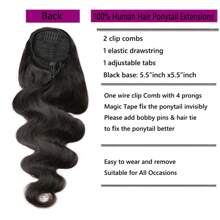 Extensiones de cola de caballo con cordón y clip para cabello humano, para mujeres, rizado, ondulado, grueso, aspecto natural, liso y rizado. - Natural Black - Ver 4