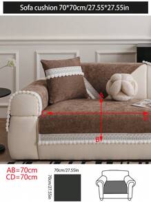 1pc All-Season Warm & Soft Chenille Sofa Seat Cushion Cover, Modern Minimalist Style Dust & Slip Resistant Sofa Slipcover For L-Shaped, 1-4 Seater Sofas, Bedroom, Office, Living Room, Pet Friendly, Machine Washable - Coffee Brown - View 19