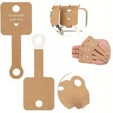 20pcs/100pcs 4x10.2cm Self-Adhesive Hair Rope Necklace Jewelry Display Folding Card Ornament Packaging Label For Small Business - Label Paper - View 6