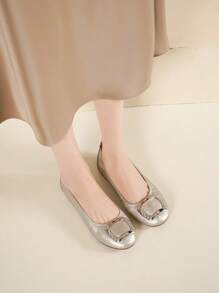 ACESC Bailarinas de piel con cierre de goma para mujer, suela cómoda y suave, estilo vintage de Mary Jane, para primavera y otoño, nueva colección 2025 - Champán - Ver 3