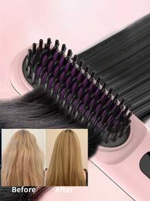 Portable Cordless Hair Straightener Brush,Portable Straightening Brush With Negative Lon,Hot Comb Hair Straightener For Women, Lightweight & Mini To Carry Out