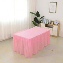 2Pcs/Set Disposable Solid Color Tablecloth Table Skirt Waterproof Portable Table Cover For Birthday Wedding Bridal Baby Shower Party Decorations Dinner Event Decor - Multicolor - View 3