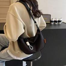 2025 New Fashion Crossbody Bag Wide Shoulder Strap Design Single Shoulder Bag Style Commuting Dumpling Women Bag - 粉色 - 查看 6
