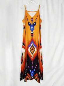 Jisfaneya Off-Shoulder, Print-All-Over, Pocketless, Boho-Chic, Versatile Holiday Dress Summer - Yellow - View 3