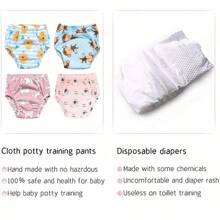 4 pièces de couches lavables et réutilisables pour bébé, étanches, respirantes, 6 couches de protection, 100% polyester, doublure et tissu extérieur imperméable, avec fonction anti-fuite, culottes de propreté, sous-vêtements pour bébé, cadeau de bébé