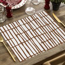 2/4pcs Simple Geometric Square Placemats, Abstract Neutral Style Artwork In Black & White, Blue, And Brown Linen Tablemats, Suitable For Daily Dining Table, Kitchen, Dining Room Decor, Home Decor, Holiday Decor, Tabletop Decor, Outdoor Picnic Decor, And Gifts, 12x16.5 Inches