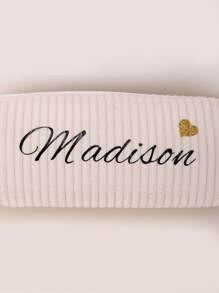 1 Pieza Estuche de lápices de pana con transferencia térmica personalizada, nuevas rayas gruesas, estuche de lápices personalizado con texto personalizado - Gran capacidad, bolsa de almacenamiento - Perfecto para guardar útiles escolares, artículos de oficina y regalos únicos de vuelta al colegio